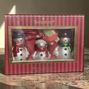 Waterford Holiday Snowman Set - Red Accents new sealed